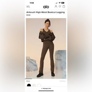 Alo High-Waist Bootcut Leggings in espresso color.